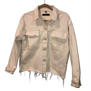 J BRAND off white denim cuff out jean jacket S